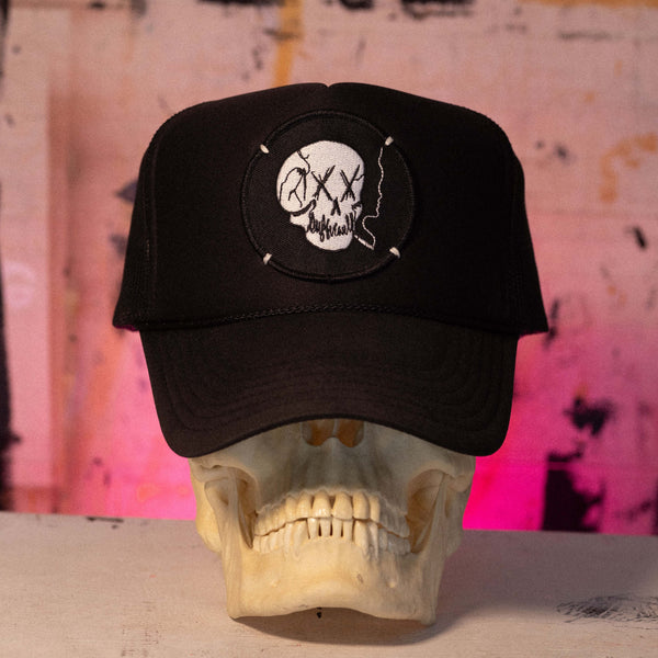 SKULL PATCH CAP - BLACK